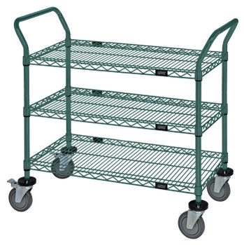 Utility Cart, 60"W x 24"D x 37-1/2"H, 1200 lb. capacity, Epoxy Coated, Green, 0, Carbon Steel, WRC-2460P-3