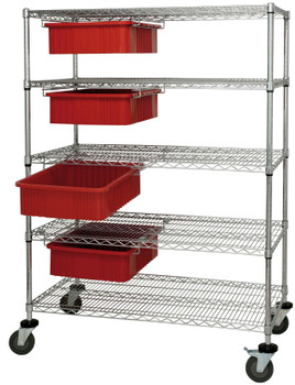 Bin Cart System, 36"W x 24"D x 69"H, 1200 lb. load capacity, Chrome, Red, Carbon Steel, WRC5-63-2436-92060RD