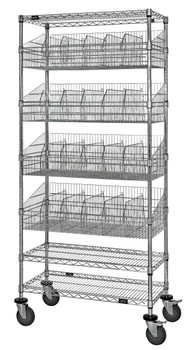 Post Basket Cart, 48"W x 18"D x 80"H, 1200 lbs. load capacity, Chrome, 0, Carbon Steel, WRC74-1848-4BSKDLHCR