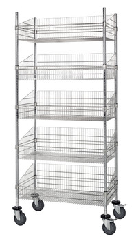Post Basket Cart, 24"W x 18"D x 80"H, 1200 lbs load capacity, Chrome, 0, Carbon Steel, WRC74-BSK1824C-5