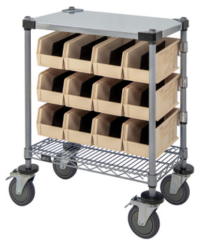 Wire Condiment Cart, 14"W x 30"D x 33"H, includes: (4) cut posts, Epoxy Coated, Gray, Ivory, Carbon Steel, WRC-CC1430GYIV