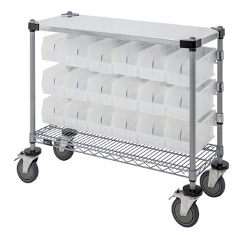 Wire Condiment Cart, 18"W x 36"D x 33"H, includes: (4) cut posts, Epoxy Coated, Gray, Clear, Carbon Steel, WRC-CC1836GYCL