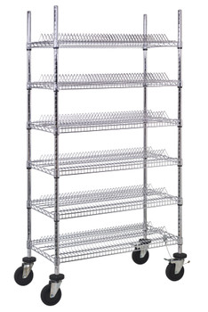 Reel Shelving Cart, 36"W x 18"D x 69"H, includes: (6) 78-reel wire shelves, Chrome, 0, Carbon Steel, WRC-R468C
