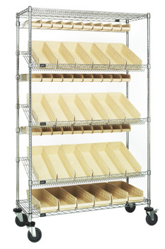 Slanted Shelf Cart, 36"W x 18"D x 80"H, 1200 lbs. load capacity, Chrome, Ivory, Carbon Steel, WRCSL5-74-1836-104220IV