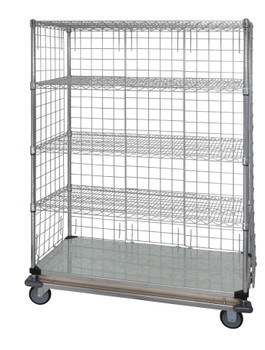 Wire Enclosed Cart, mobile, 36"W x 24"D x 80"H, Chrome, 0, Carbon Steel, WRDBS4-74-2436EP-LH33C