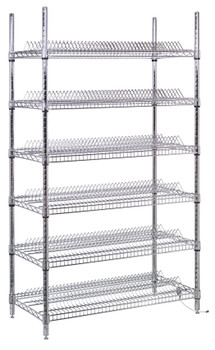 Reel Shelving Unit, 36"W x 18"D x 69"H, 400 lb. load capacity per shelf, Chrome, 0, Carbon Steel, WR-R468C