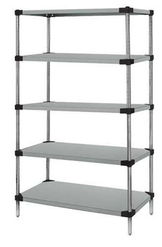 Solid Shelving Starter Kit, 54"W x 18"D x 74"H, 400 - 600 lb. capacity, Stainless, 0, Stainless, WRS5-74-1854SS