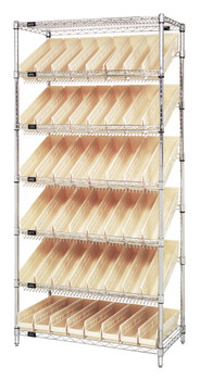 Bin Systems Unit, stationary, 36"W x 18"D x 74"H, Chrome, Ivory, Carbon Steel, WRS-7-103IV
