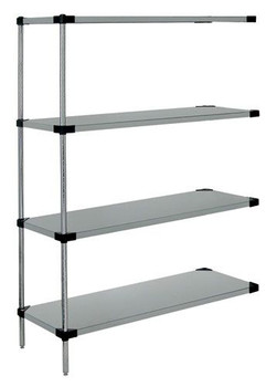 Solid Shelving Add-On Kit, 48"W x 18"D x 86"H, 300 - 600 lb. capacity, Stainless, 0, Stainless, WRSAD4-86-1848SS