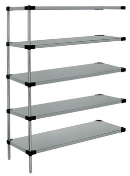Solid Shelving Add-On Kit, 60"W x 21"D x 54"H, 300 - 600 lb. capacity, Stainless, 0, Stainless, WRSAD5-54-2160SS