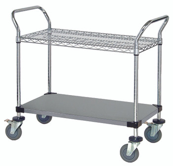 Utility Cart, 30"W x 18"D x 37-1/2"H, 1200 lb. capacity, Stainless, 0, Stainless, WRSC-1830SS-2S