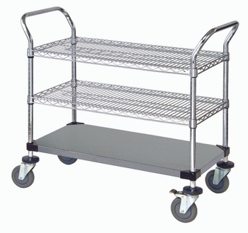 Utility Cart, 42"W x 24"D x 37-1/2"H, (2) wire shelves, Stainless, 0, Stainless, WRSC-2442SS-3S