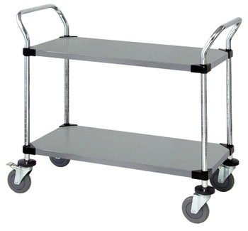 Utility Cart, 48"W x 24"D x 37-1/2"H, (2) solid shelves, Stainless, 0, Stainless, WRSC-2448-2SS