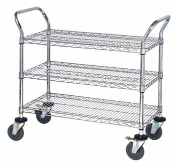 Utility Cart, 48"W x 24"D x 37-1/2"H, (3) wire shelves, Stainless, 0, Stainless, WRSC-2448-3