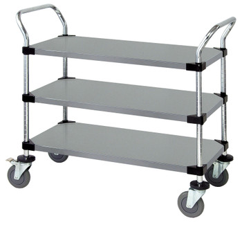 Utility Cart, 48"W x 24"D x 37-1/2"H, (3) solid shelves, Stainless, 0, Stainless, WRSC-2448-3SS