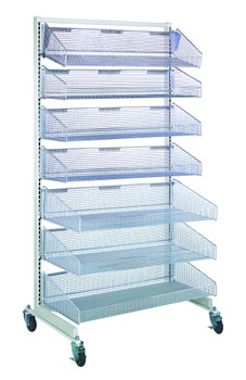 Partition Wall Starter Unit, mobile, single sided, Oyster White, 0, Carbon Steel, WS70-SS48-4S3L