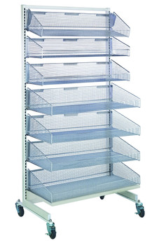 Partition wall system, 48 in. wide, 3 shallow and 4 deep wire baskets, WS-SS48LP-3S4L