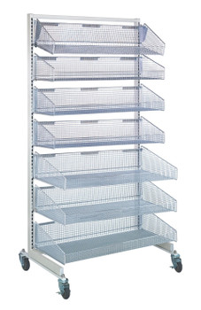 Partition wall system, 48 in. wide, 4 shallow and 3 deep wire baskets, WS-SS48LP-4S3L