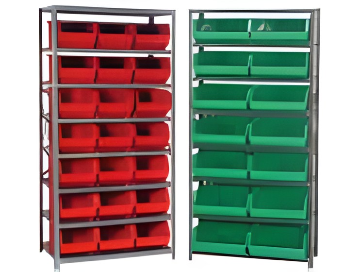 STEEL SHELVING WITH BINS
