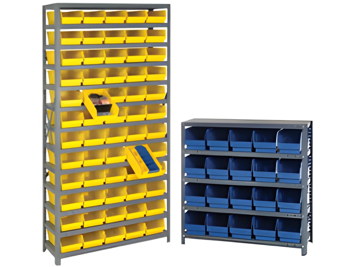 STEEL SHELVING SYSTEMS WITH BINS