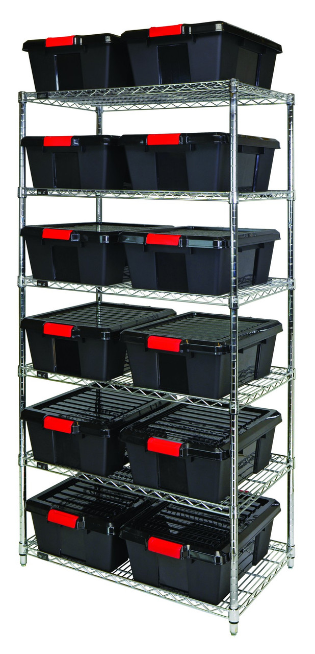LATCH CONTAINER WIRE SHELVING SYSTEM