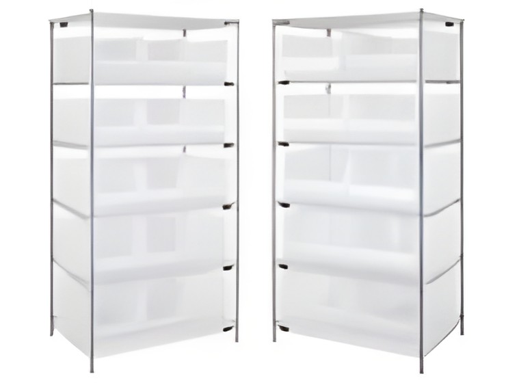 WIRE SHELVING WITH CLEAR CONTAINERS