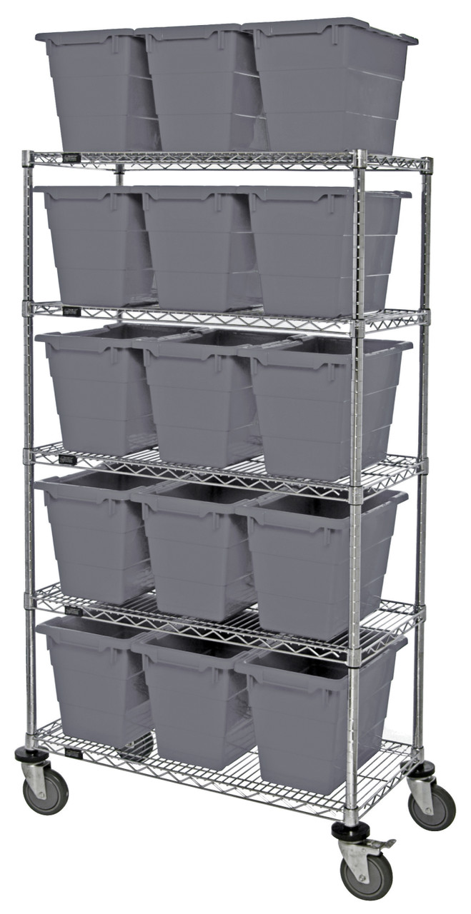 MOBILE TUB WIRE SHELVING SYSTEM