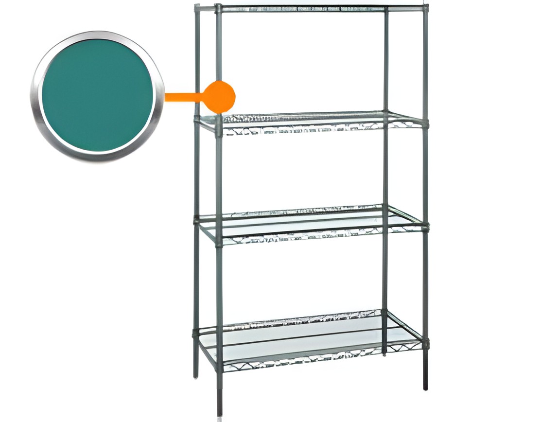 GREEN EPOXY COATED WIRE SHELVING