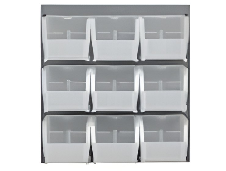 LOUVERED PANELS WITH CLEAR BINS