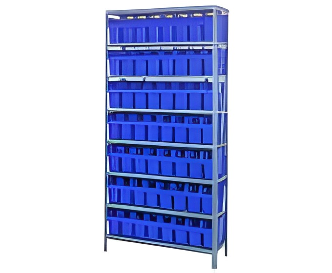 STEEL SHELVING SYSTEMS WITH BINS