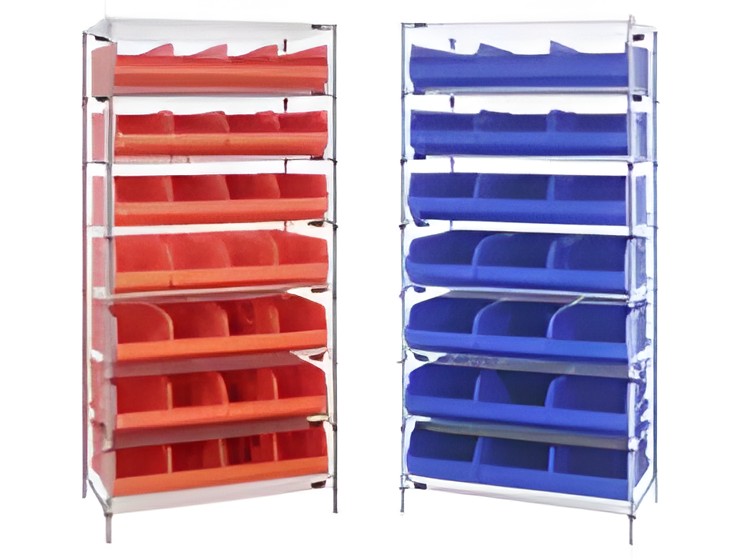 WIRE SHELVING WITH STACKABLE SHELF BINS