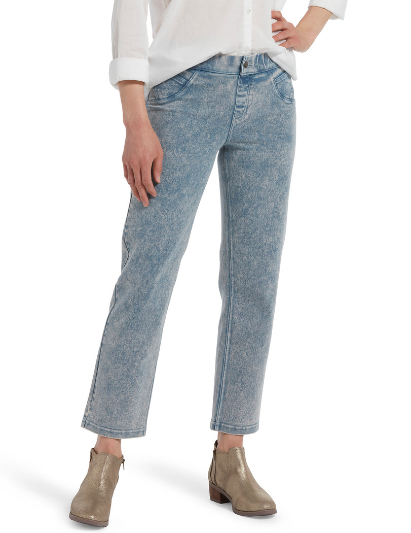 Denim Cropped Straight Leg Skimmer Vintage Acid Wash