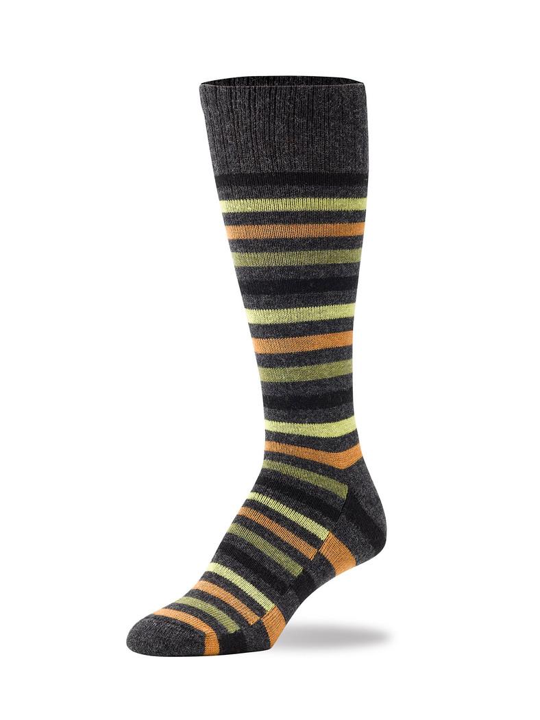 HUE X Aaron Potts Multistripe Wool Blend Crew Sock Charcoal Multi