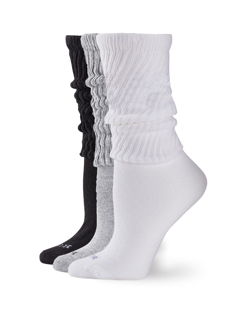 The Slouch Sock 3 Pair Pack White/Lt. Charcoal Heather/Black