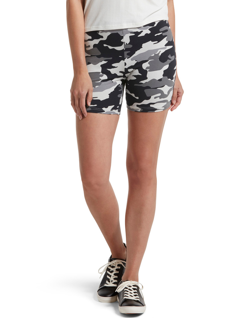 Camo Cotton High Waist Bike Short Black