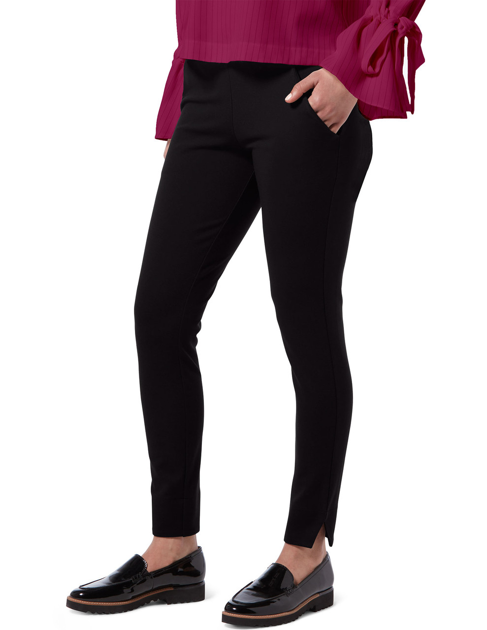 Hue leggings plus size front pocket knit high rise skimmer black