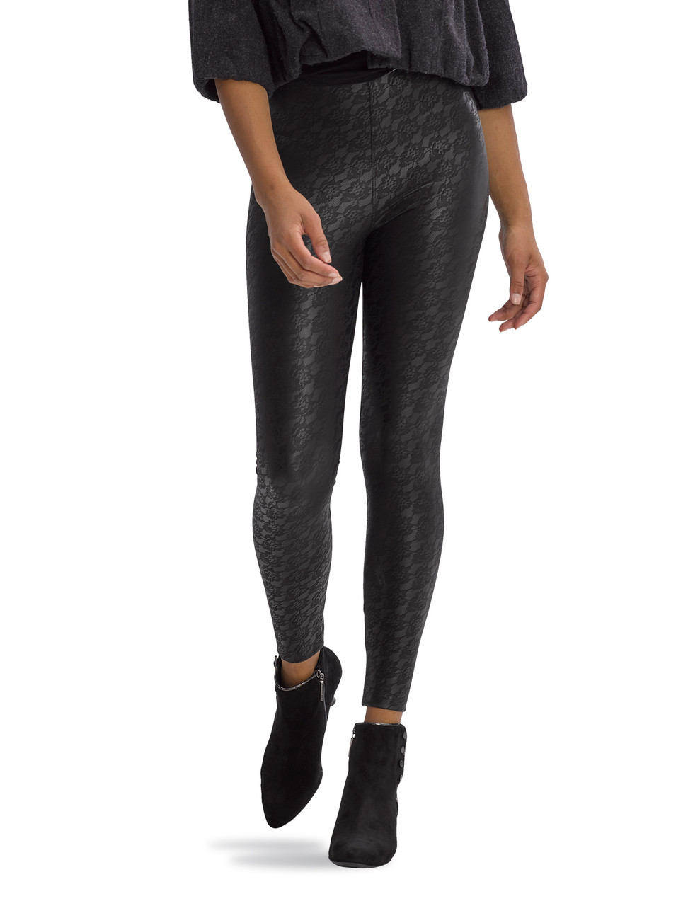 Black Glossy Metallic Fitness Leggings for Women