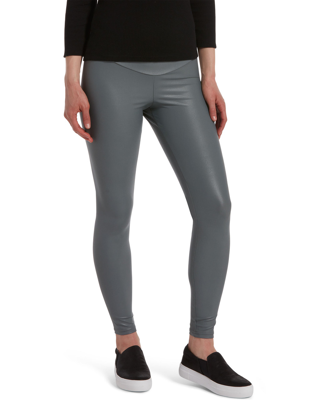 Wet Look Shiny Metallic Stretch Leggings Full Length Pants for Women Girls  - Iron Gray, as described 
