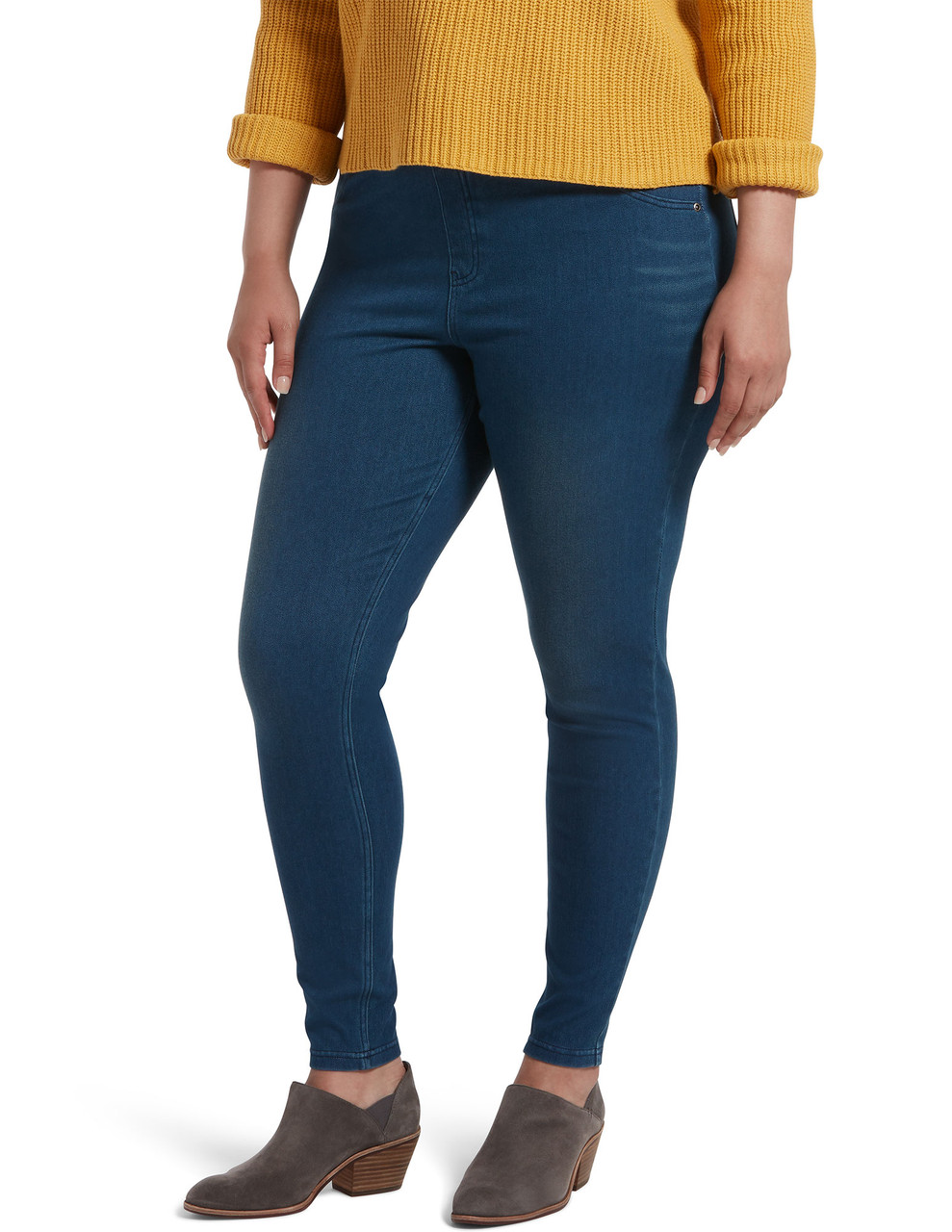 New Women's HUE Original Jeans Leggings Back Pocket Full Length Pants Red  Sz XS 