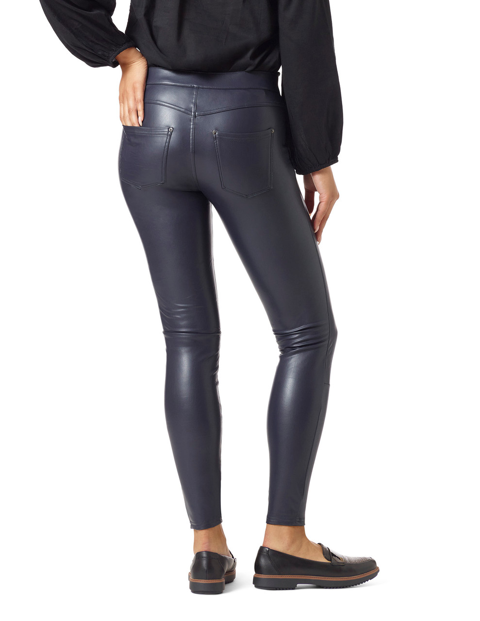 HUE, Pants & Jumpsuits, Hue Womens Black Faux Leather Zip Detail Leggings  Size M