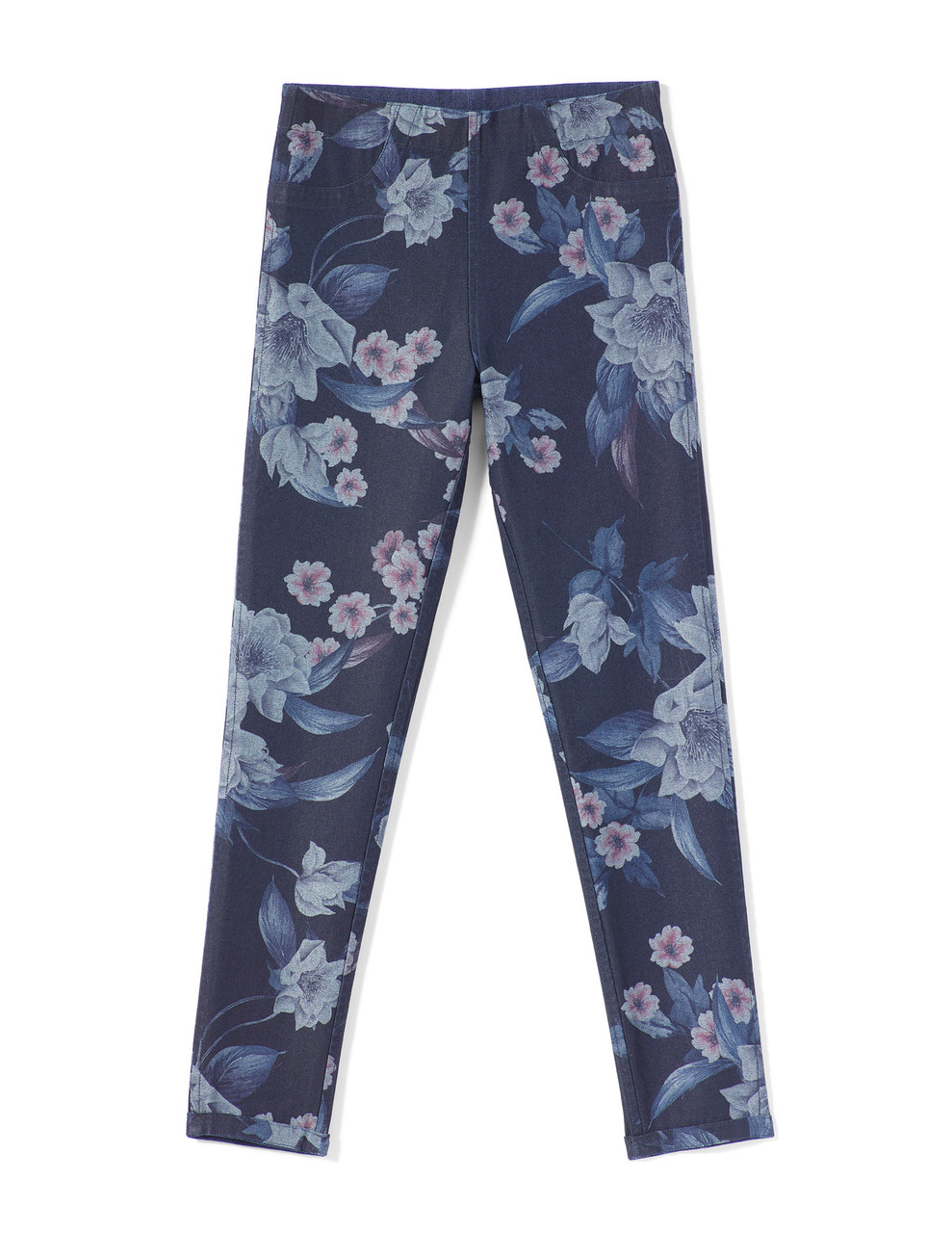 Floral Reversible Denim High Rise Leggings