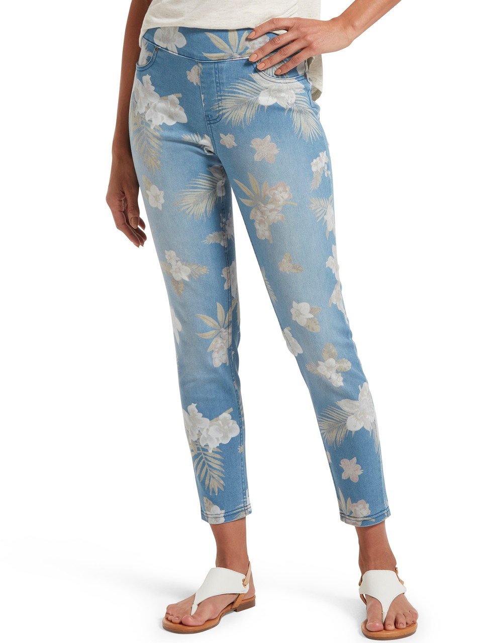 Hue Women's Faded Floral Ultra Soft Denim High Waist 7/8 Legging