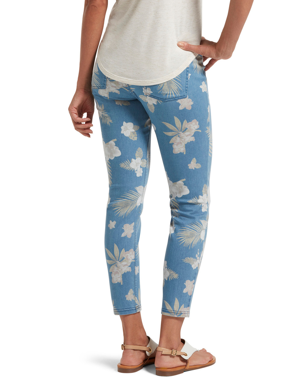 Rose-Print Ultra-Soft Denim Leggings