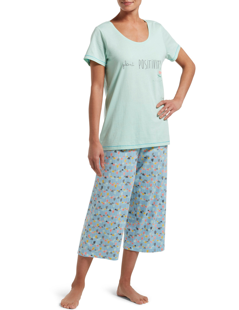 HUE Paradise Tee and Capri Pajama 2-piece Set - 20326372