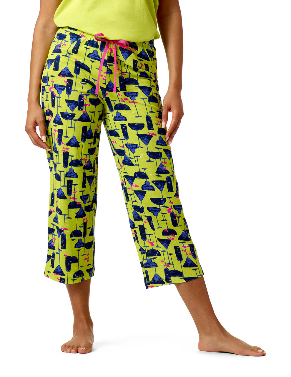 2 Pack Womens Pajama Pants Capri Sleep Lounge Pants Drawstring Pj Bottoms  with Pockets
