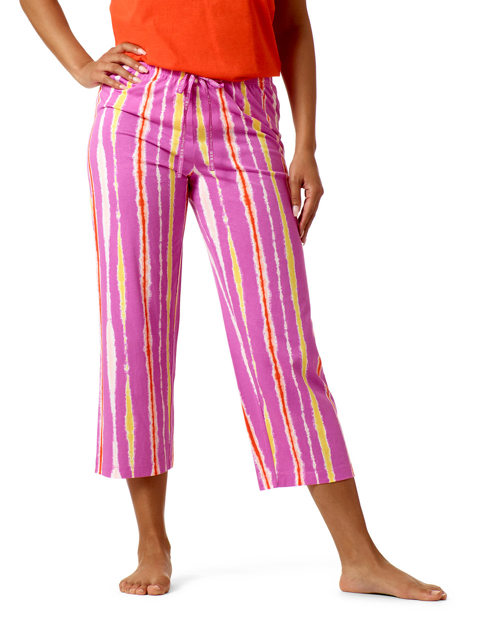 HUE Women's Tie Dye Trail Stripe PJ Capri - Sleepwear
