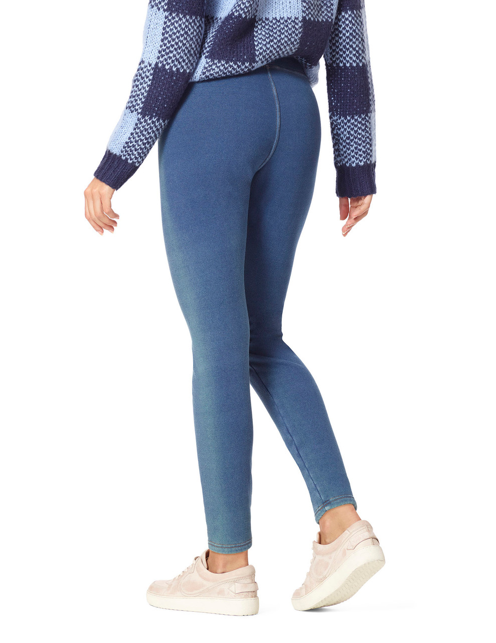 Women’s HUE Plush Lined Super Soft Stretch Knit Leggings Size Large Heather  Grey