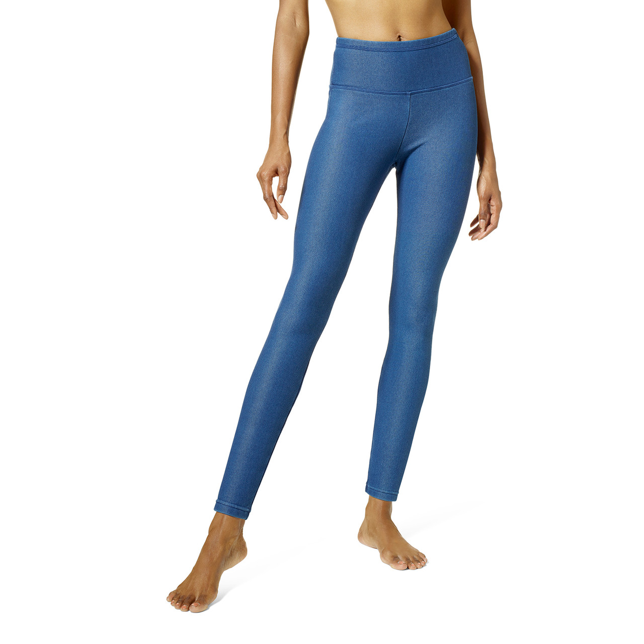 Buy Go Colors Women Solid Dark Jean Blue Cotton Cropped Leggings