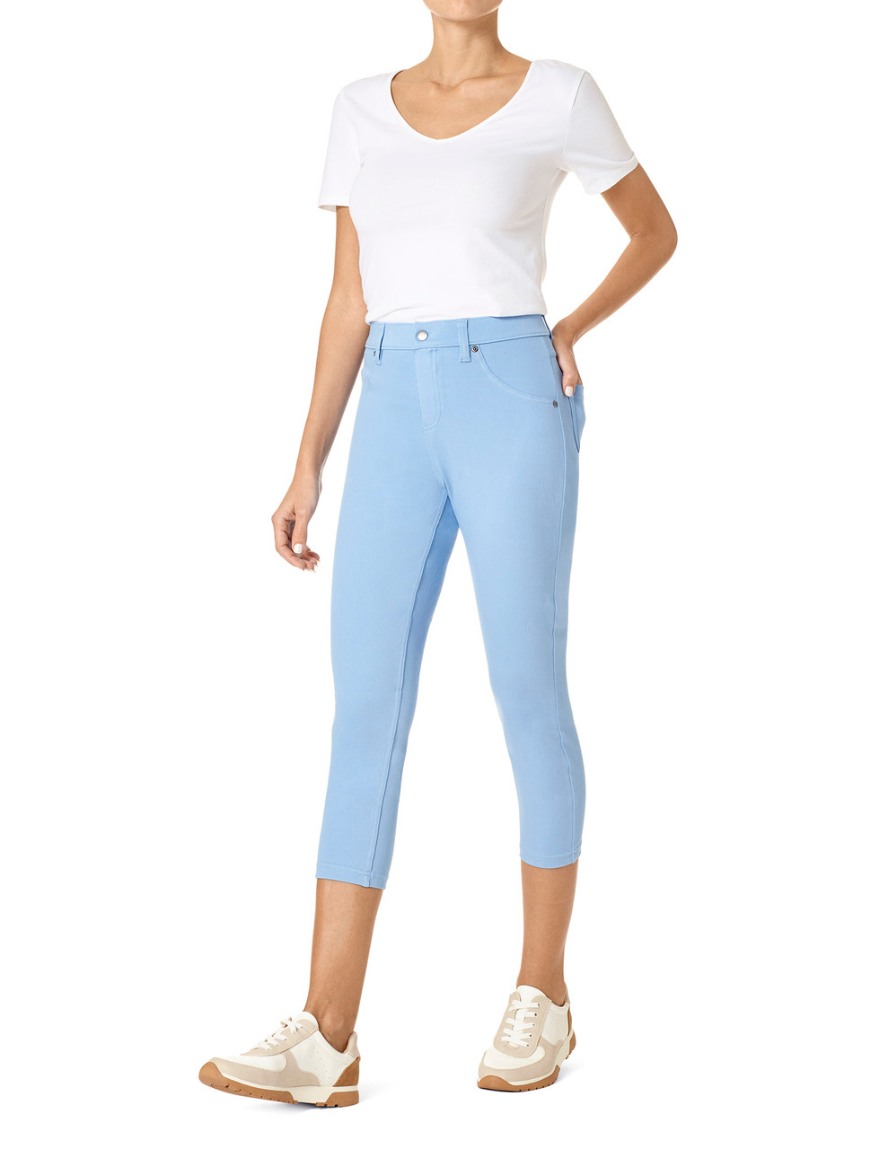 Light Blue Denim Skinny Leg Cropped Capri Pants 7 | eBay