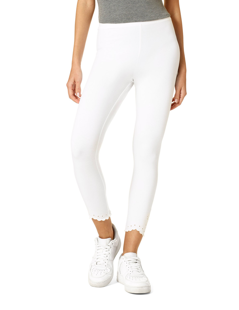 Hue Women's Plus Size Ankle Zip Simply Stretch Twill Skimmer Leggings,  Ankle Zip - White, 2X at  Women's Clothing store